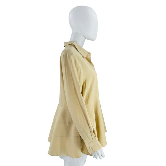 Pomander Place NEW Ashlen Collared Peplum Blouse in Beige Size XL - Picture 8 of 11